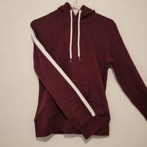 Reflex Hooded Sweatshirt Burgundy Junior Small w Front Pocket Stripe